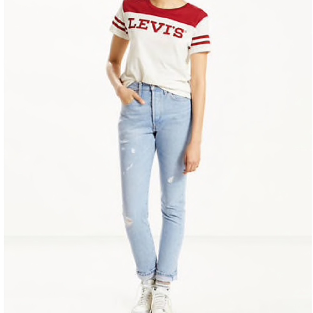 NEW Levi’s 501 selvedge skinny distressed jeans